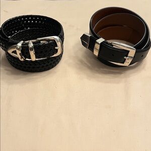 Johnston & Murphy Black Leather Belt Duo